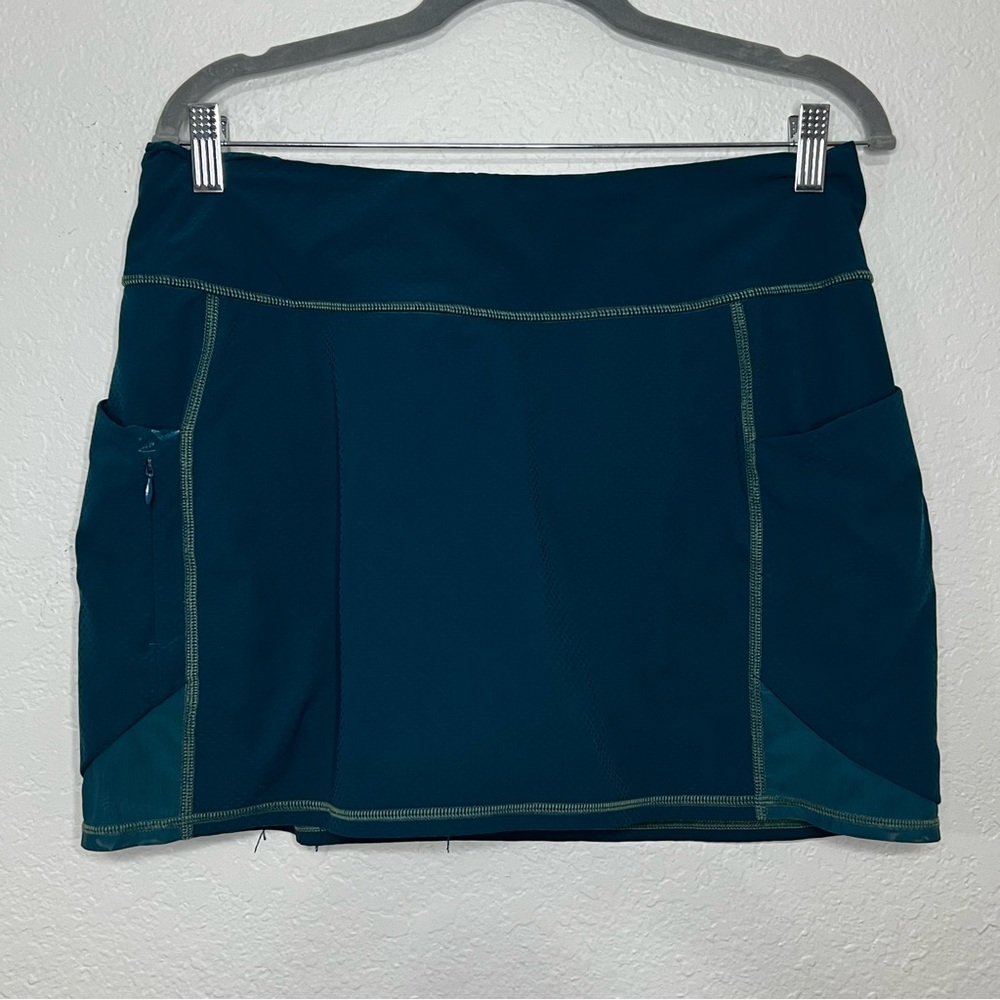 Athleta Teal Solid Skort Skirt Tennis Golf‎ Skirt Zip Pocket Women’s Size Medium